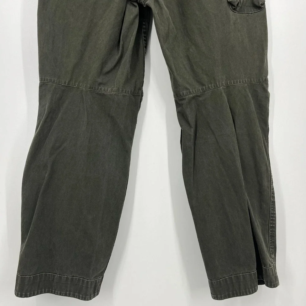 Nautica Cargo Pants Men's Size‎ 32 Olive Green Belted Cotton Pockets Vtg 90s